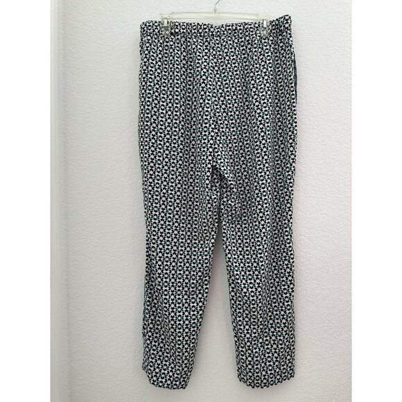 Worthington Green Black Geometric Jogger Pants L Mid-Rise Elastic Waist Grandma - Picture 2 of 12